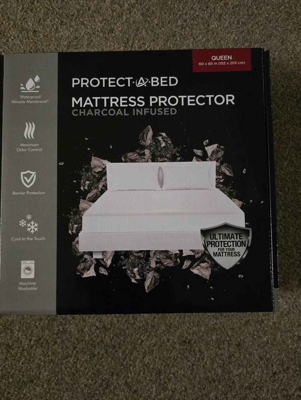 Mattress protector charcoal infused Queen new